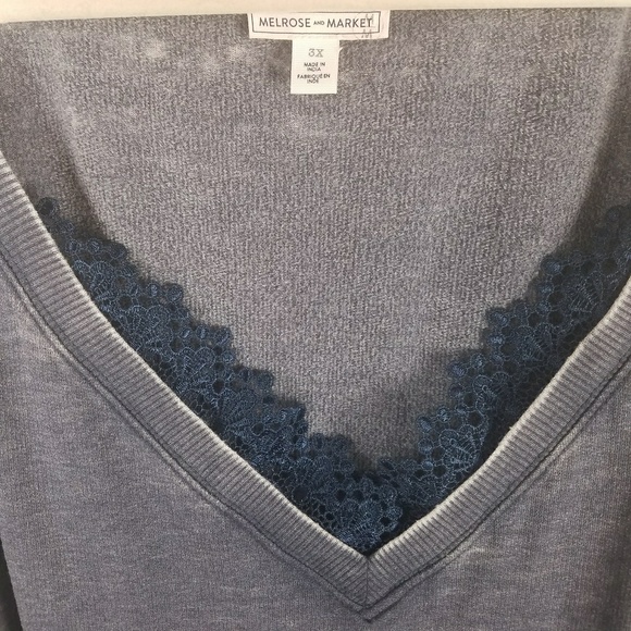 Melrose & Market Lace Trim Fleece Pullover 3X - Picture 7 of 8